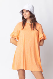 French Terry Ruffle Pocket Tee Shirt Dress