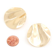 BENT METAL ROUND GOLD DIPPED EARRING