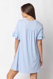 French Terry Ruffle Pocket Tee Shirt Dress