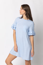 French Terry Ruffle Pocket Tee Shirt Dress